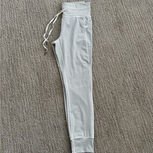 Halara Women's High Waisted Drawstring Striped Yoga Leggings with Pockets